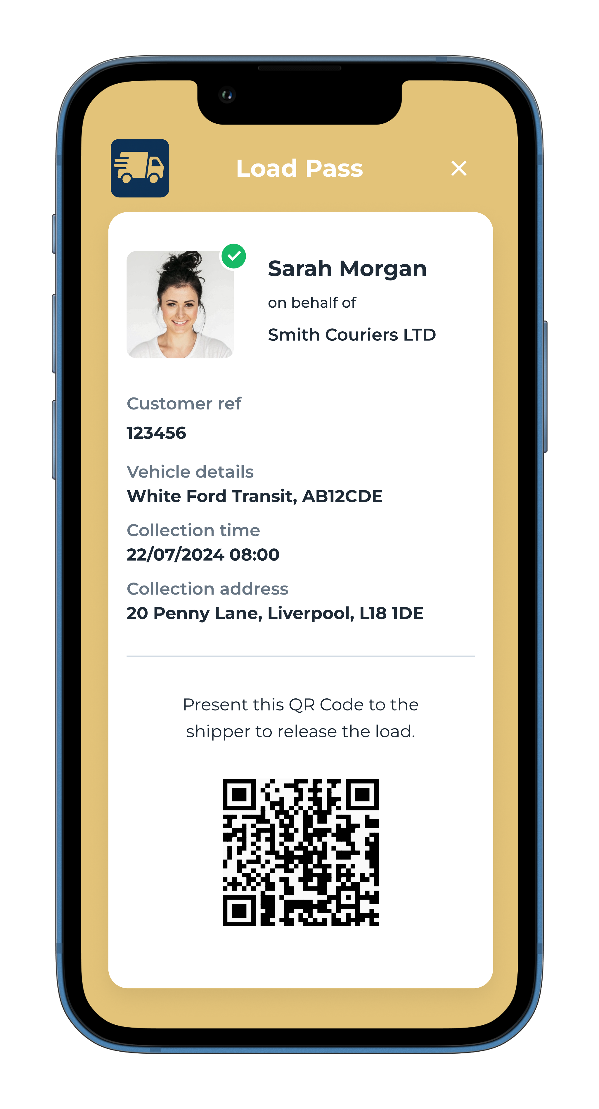 Load Pass on phone screen